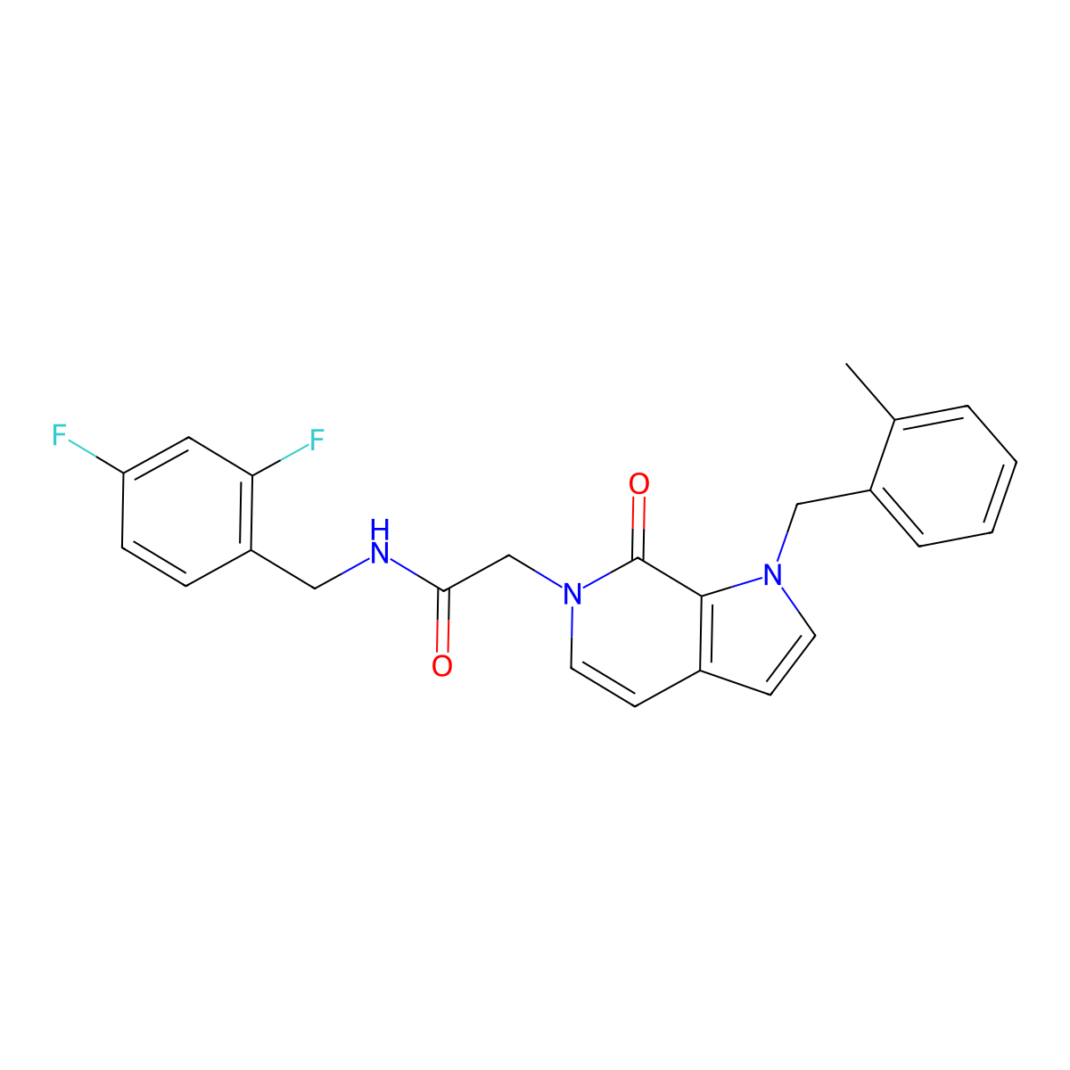 N-[(2,4-difluorophenyl)methyl]-2-{1-[(2-methylphenyl)methyl]-7-oxo-1H,6H,7H-pyrrolo[2,3-c]pyridin-6-yl}acetamide molecular structure, CAS 1286719-37-6