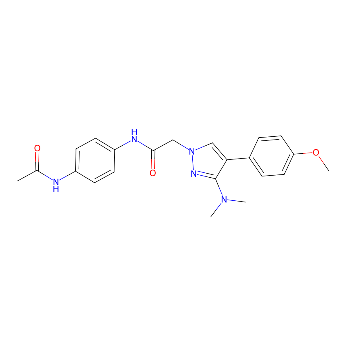 N-(4-acetamidophenyl)-2-(3-(dimethylamino)-4-(4-methoxyphenyl)-1H-pyrazol-1-yl)acetamide molecular structure, CAS 1286719-46-7