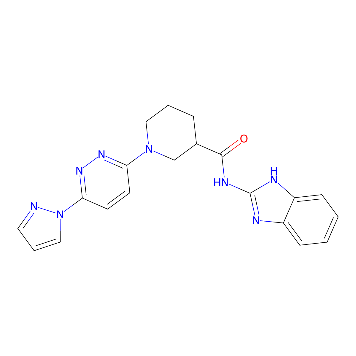 1-(6-(1H-pyrazol-1-yl)pyridazin-3-yl)-N-(1H-benzo[d]imidazol-2-yl)piperidine-3-carboxamide molecular structure, CAS 1286719-51-4
