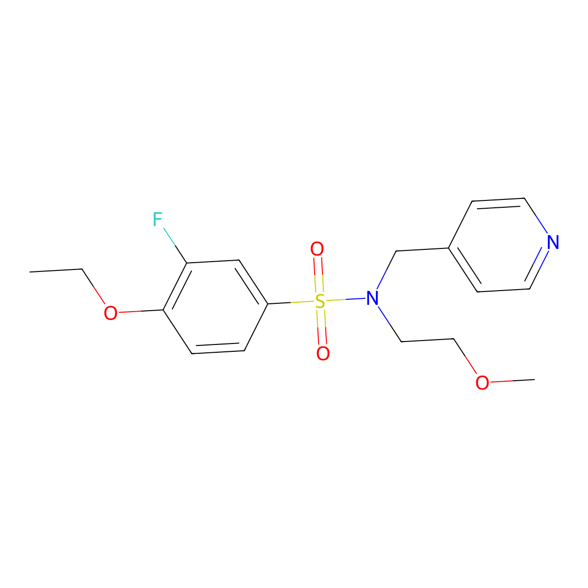 4-ethoxy-3-fluoro-N-(2-methoxyethyl)-N-(pyridin-4-ylmethyl)benzenesulfonamide molecular structure, CAS 1286719-54-7