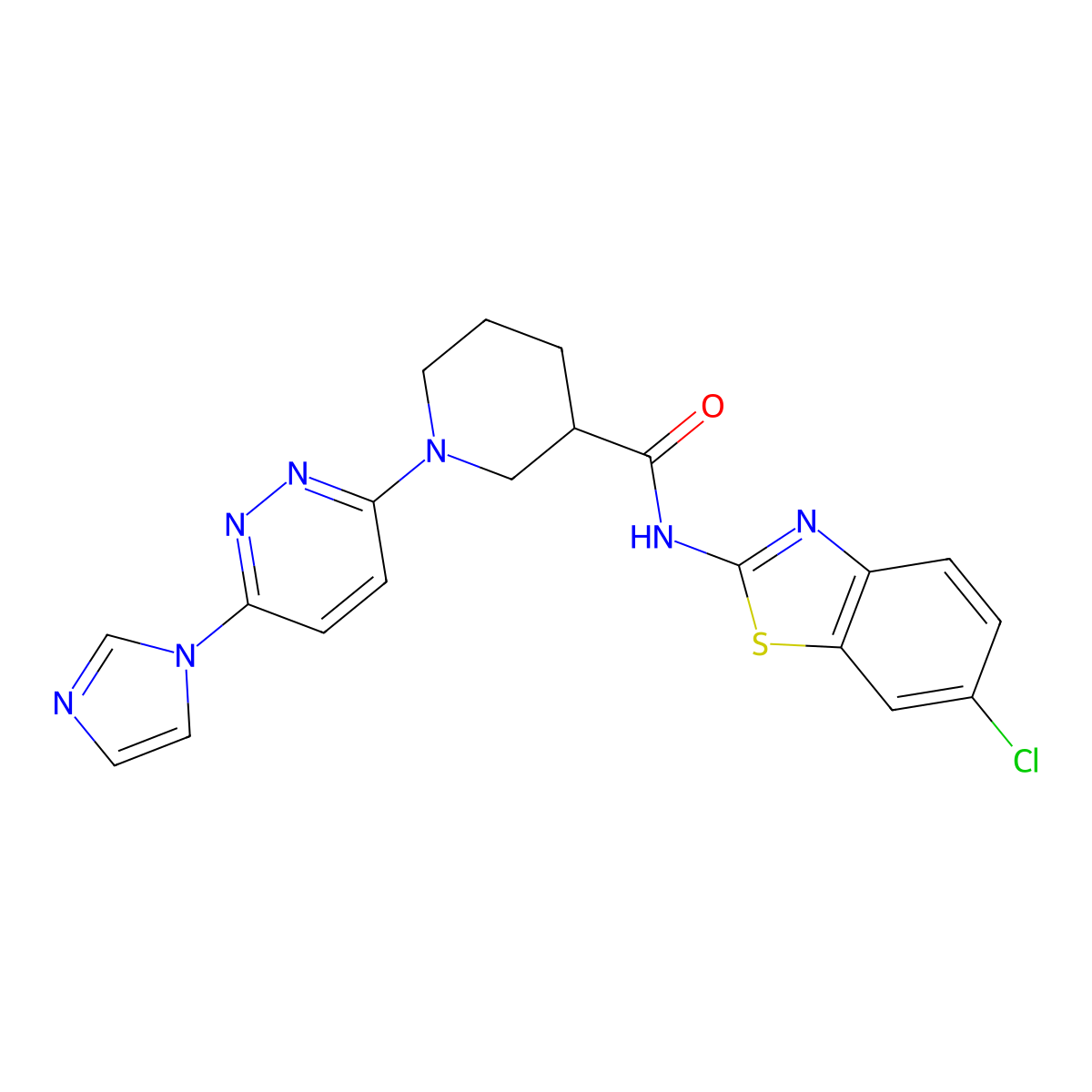 1-(6-(1H-imidazol-1-yl)pyridazin-3-yl)-N-(6-chlorobenzo[d]thiazol-2-yl)piperidine-3-carboxamide molecular structure, CAS 1286719-63-8