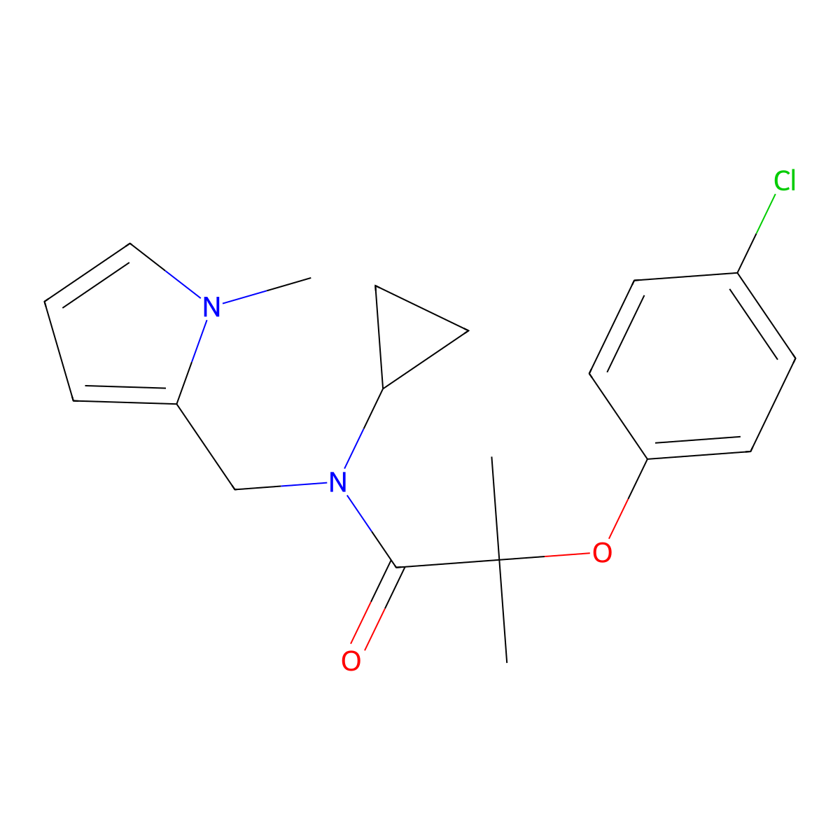 2-(4-chlorophenoxy)-N-cyclopropyl-2-methyl-N-[(1-methyl-1H-pyrrol-2-yl)methyl]propanamide molecular structure, CAS 1286719-64-9