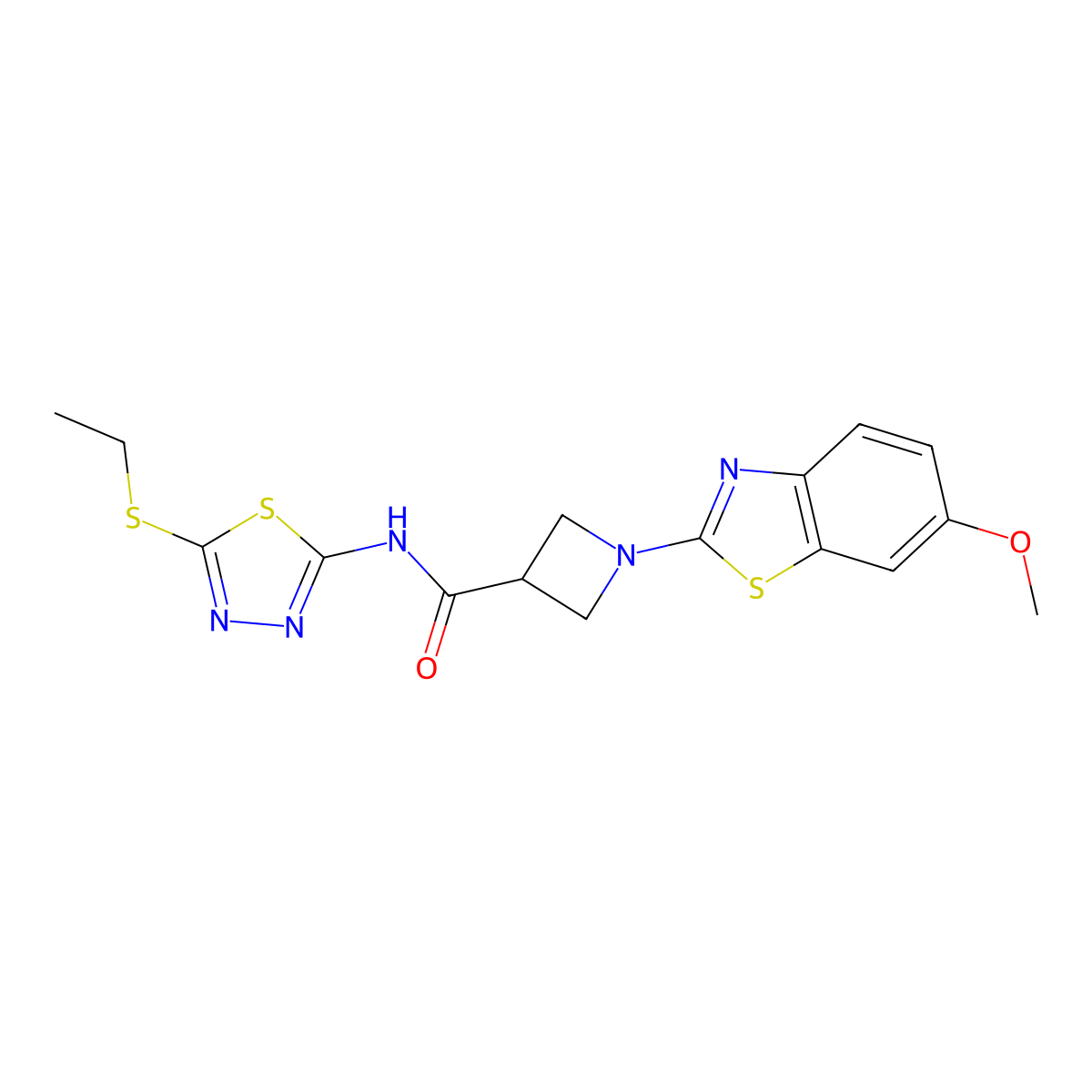 N-(5-(ethylthio)-1,3,4-thiadiazol-2-yl)-1-(6-methoxybenzo[d]thiazol-2-yl)azetidine-3-carboxamide molecular structure, CAS 1286719-67-2