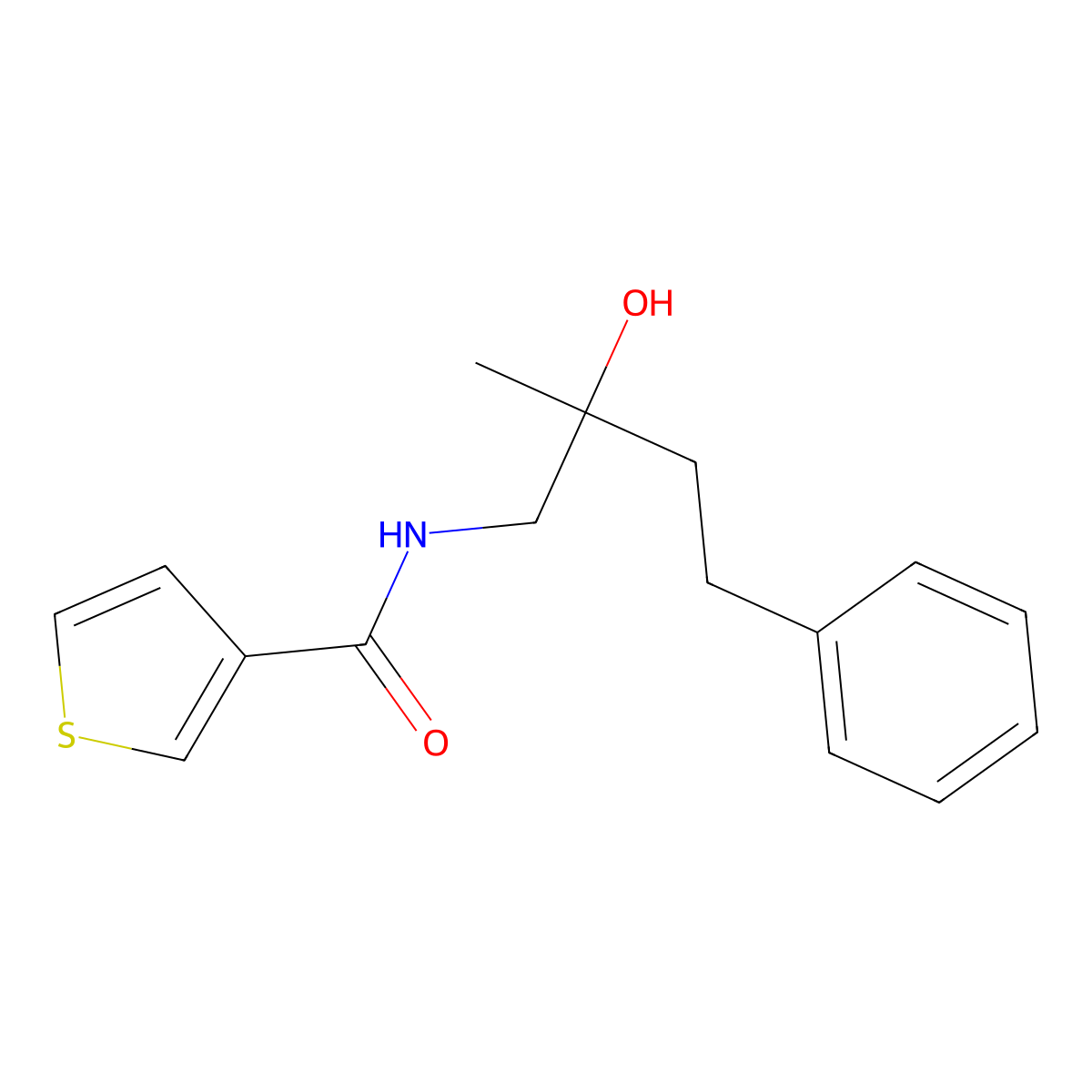 N-(2-hydroxy-2-methyl-4-phenylbutyl)thiophene-3-carboxamide molecular structure, CAS 1286719-72-9