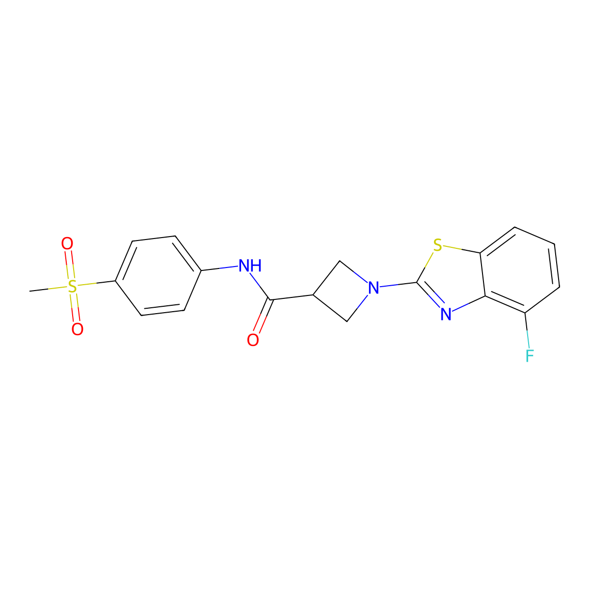 1-(4-fluorobenzo[d]thiazol-2-yl)-N-(4-(methylsulfonyl)phenyl)azetidine-3-carboxamide molecular structure, CAS 1286719-73-0