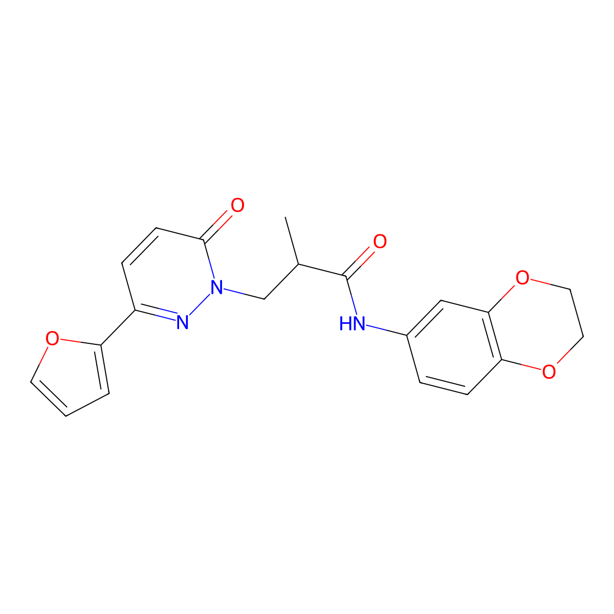 N-(2,3-dihydrobenzo[b][1,4]dioxin-6-yl)-3-(3-(furan-2-yl)-6-oxopyridazin-1(6H)-yl)-2-methylpropanamide molecular structure, CAS 1286719-81-0