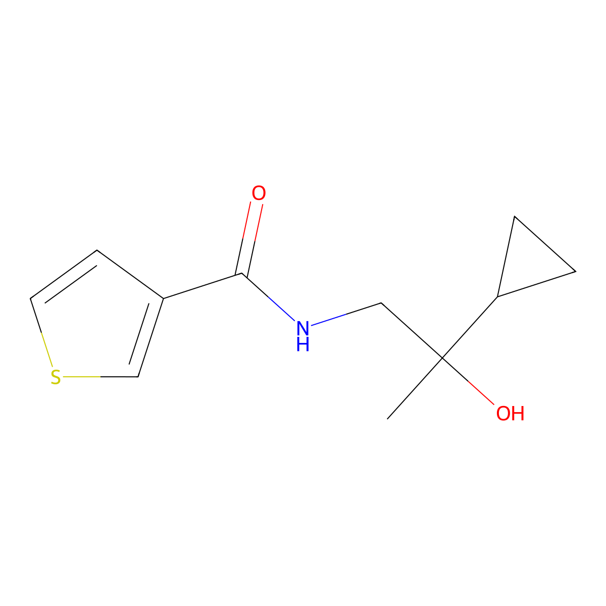 N-(2-cyclopropyl-2-hydroxypropyl)thiophene-3-carboxamide molecular structure, CAS 1286719-91-2