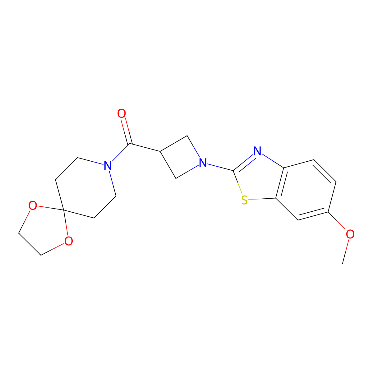 (1-(6-Methoxybenzo[d]thiazol-2-yl)azetidin-3-yl)(1,4-dioxa-8-azaspiro[4.5]decan-8-yl)methanone molecular structure, CAS 1286719-96-7
