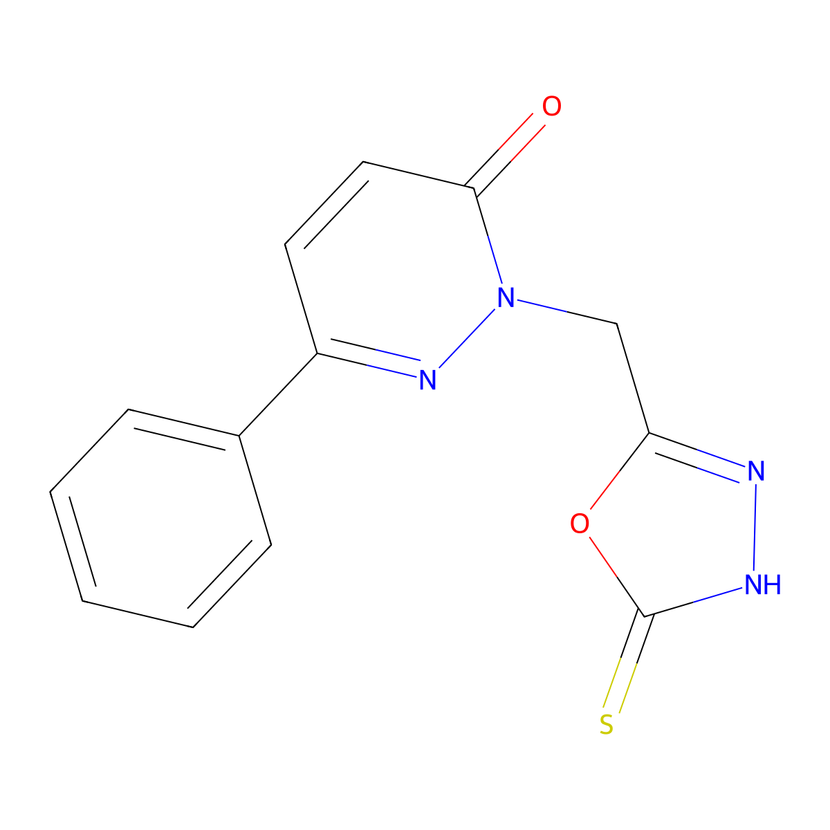 2-((5-mercapto-1,3,4-oxadiazol-2-yl)methyl)-6-phenylpyridazin-3(2H)-one molecular structure, CAS 1286720-00-0