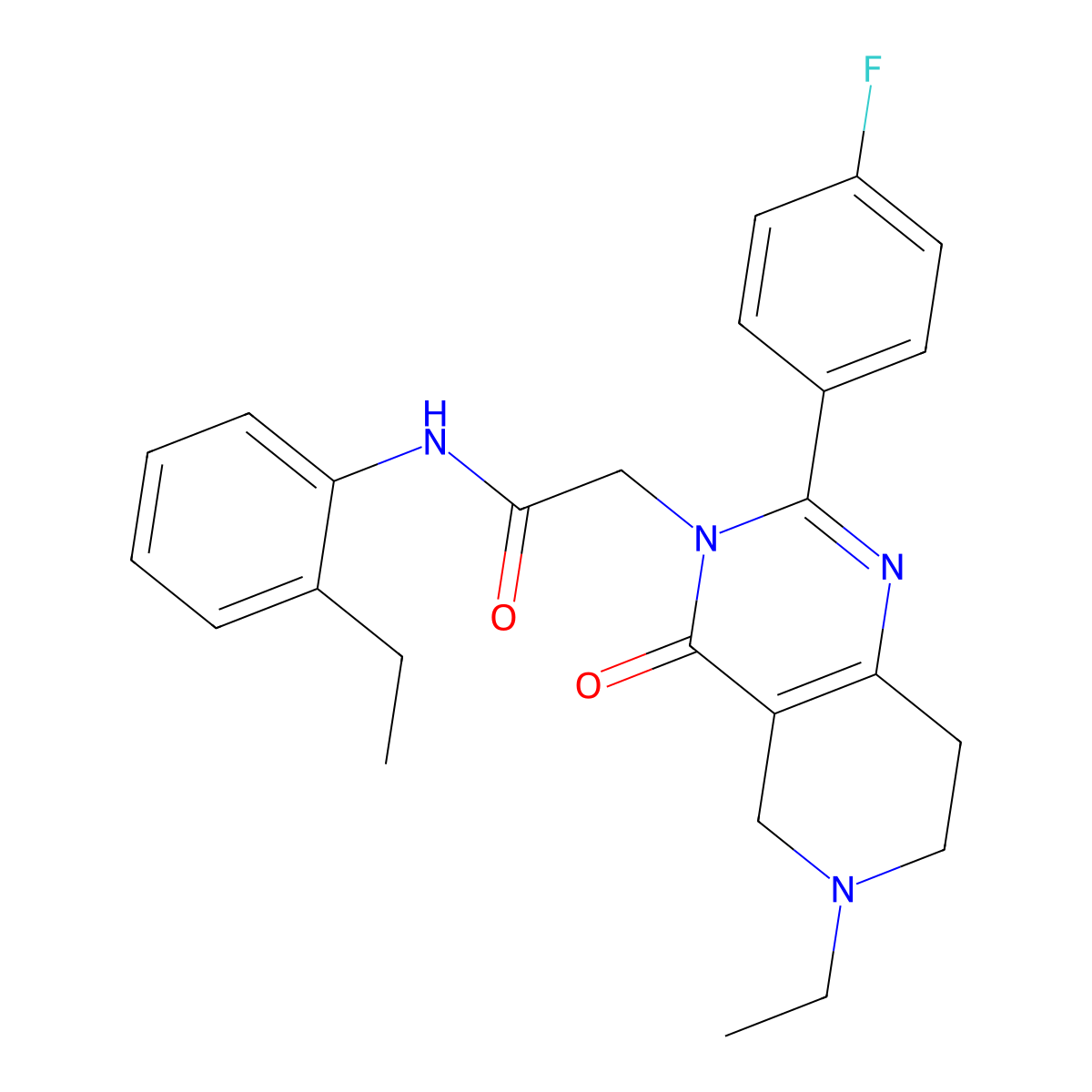 2-(6-ethyl-2-(4-fluorophenyl)-4-oxo-5,6,7,8-tetrahydropyrido[4,3-d]pyrimidin-3(4H)-yl)-N-(2-ethylphenyl)acetamide molecular structure, CAS 1286720-01-1