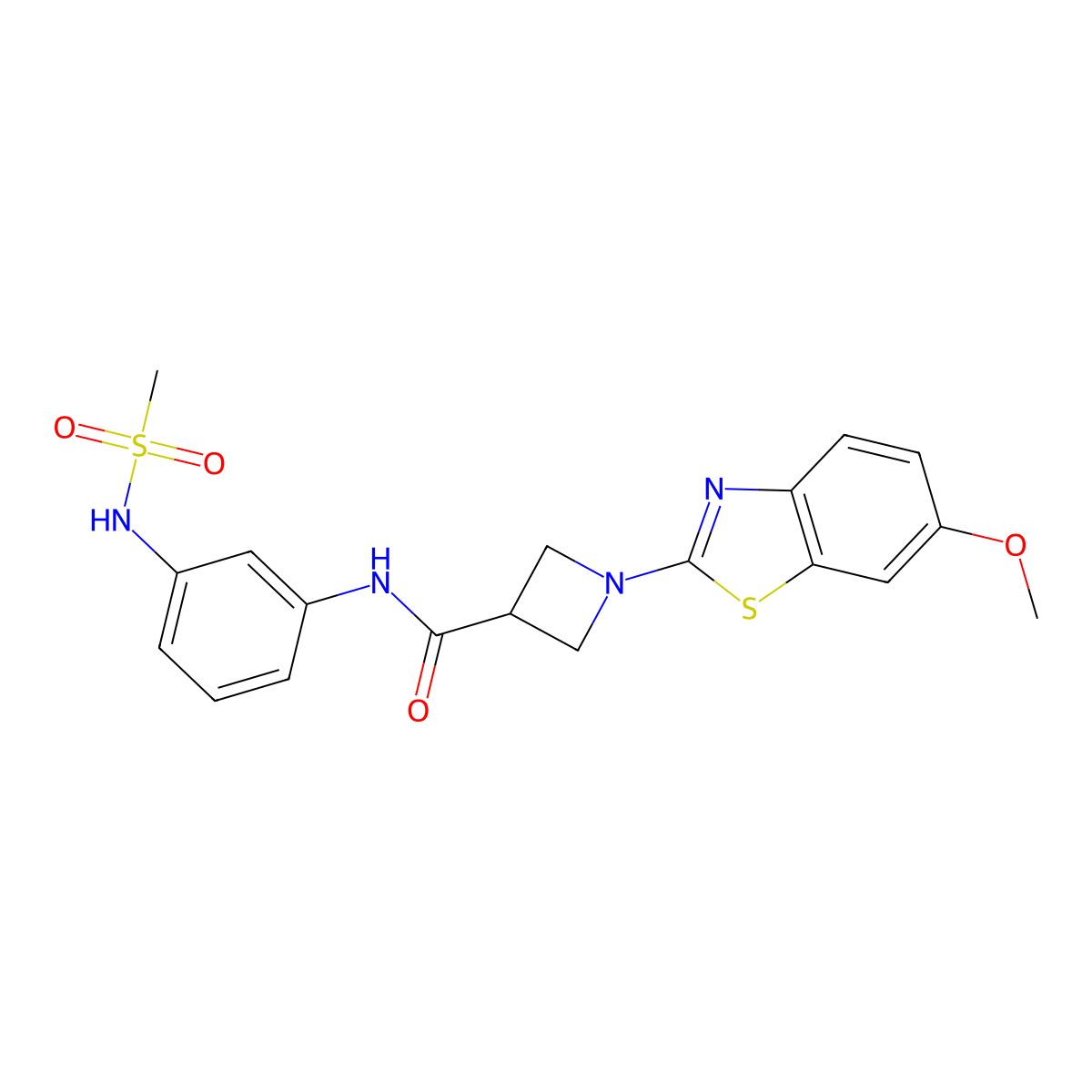 N-(3-methanesulfonamidophenyl)-1-(6-methoxy-1,3-benzothiazol-2-yl)azetidine-3-carboxamide molecular structure, CAS 1286720-03-3