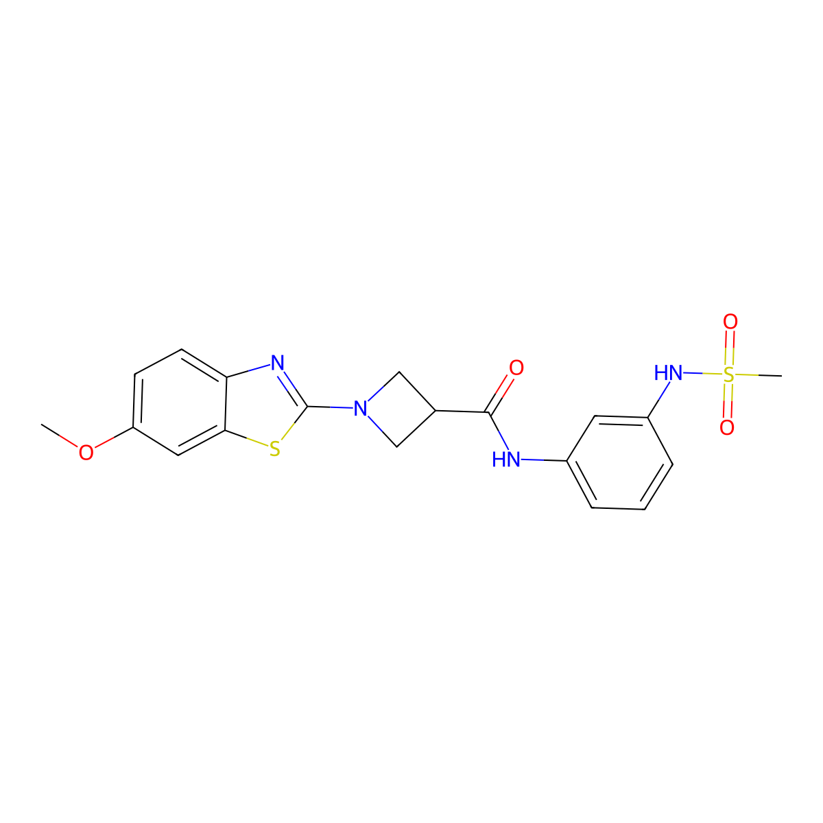 N-(3-methanesulfonamidophenyl)-1-(6-methoxy-1,3-benzothiazol-2-yl)azetidine-3-carboxamide molecular structure, CAS 1286720-03-3