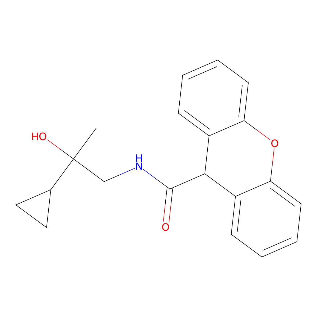 N-(2-cyclopropyl-2-hydroxypropyl)-9H-xanthene-9-carboxamide molecular structure, CAS 1286720-07-7