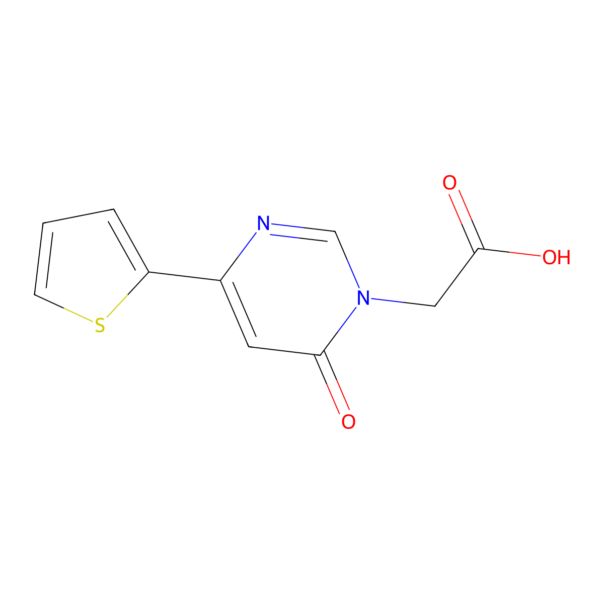 2-(6-oxo-4-(thiophen-2-yl)pyrimidin-1(6H)-yl)acetic acid molecular structure, CAS 1286720-09-9