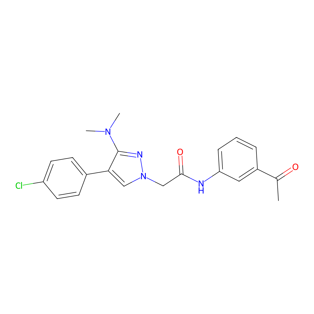 N-(3-acetylphenyl)-2-[4-(4-chlorophenyl)-3-(dimethylamino)-1H-pyrazol-1-yl]acetamide molecular structure, CAS 1286720-11-3