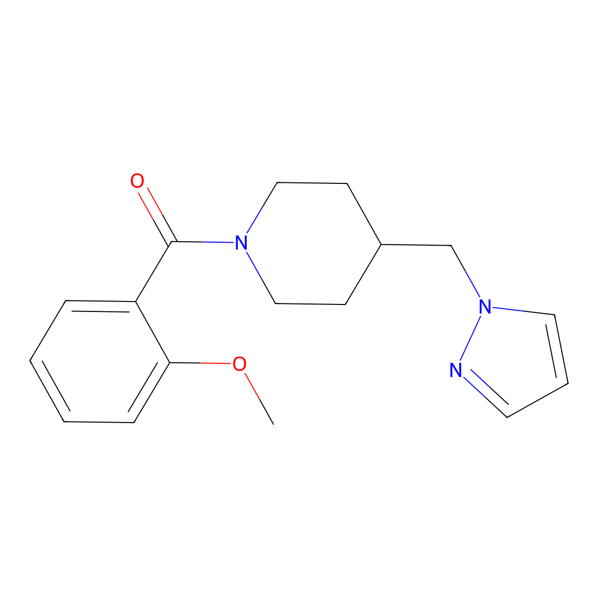 1-(2-methoxybenzoyl)-4-[(1H-pyrazol-1-yl)methyl]piperidine molecular structure, CAS 1286720-13-5