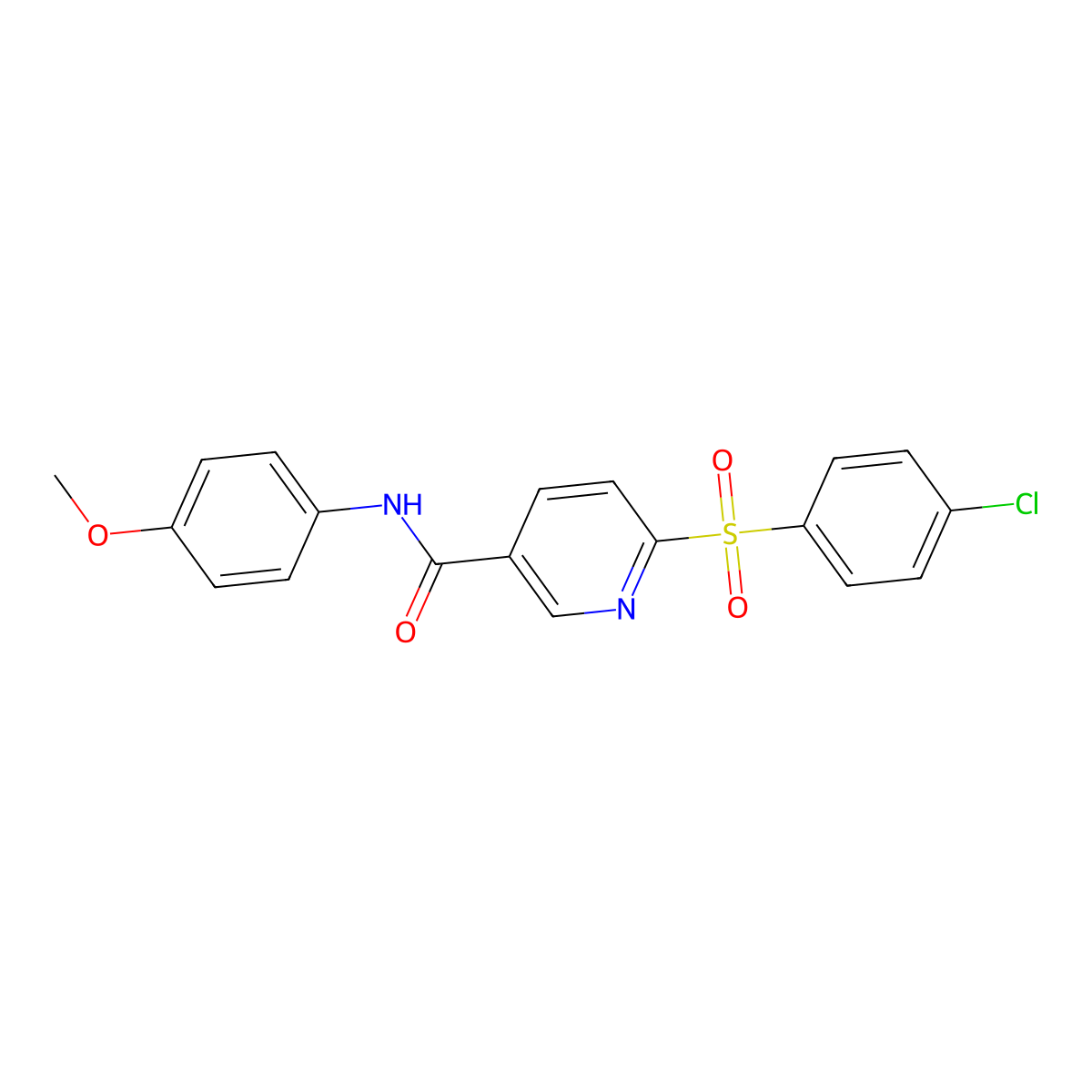 6-((4-chlorophenyl)sulfonyl)-N-(4-methoxyphenyl)nicotinamide molecular structure, CAS 1286720-14-6