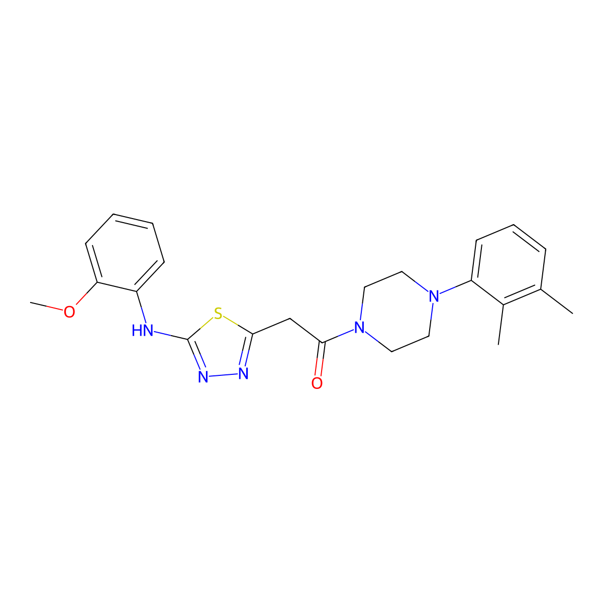 1-(4-(2,3-Dimethylphenyl)piperazin-1-yl)-2-(5-((2-methoxyphenyl)amino)-1,3,4-thiadiazol-2-yl)ethanone molecular structure, CAS 1286720-15-7