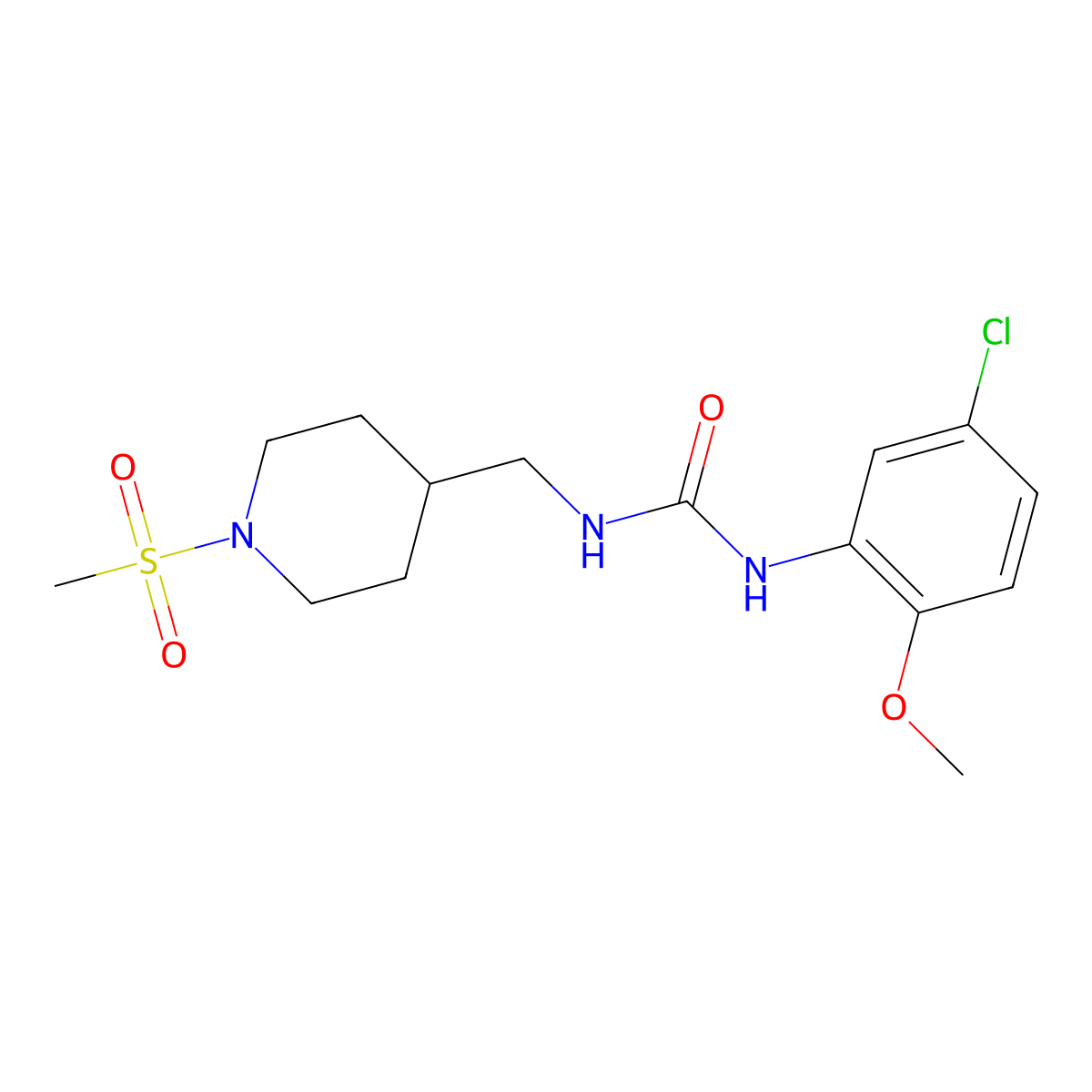 1-(5-Chloro-2-methoxyphenyl)-3-((1-(methylsulfonyl)piperidin-4-yl)methyl)urea molecular structure, CAS 1286720-20-4