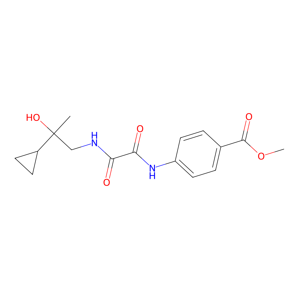 Methyl 4-(2-((2-cyclopropyl-2-hydroxypropyl)amino)-2-oxoacetamido)benzoate molecular structure, CAS 1286720-29-3