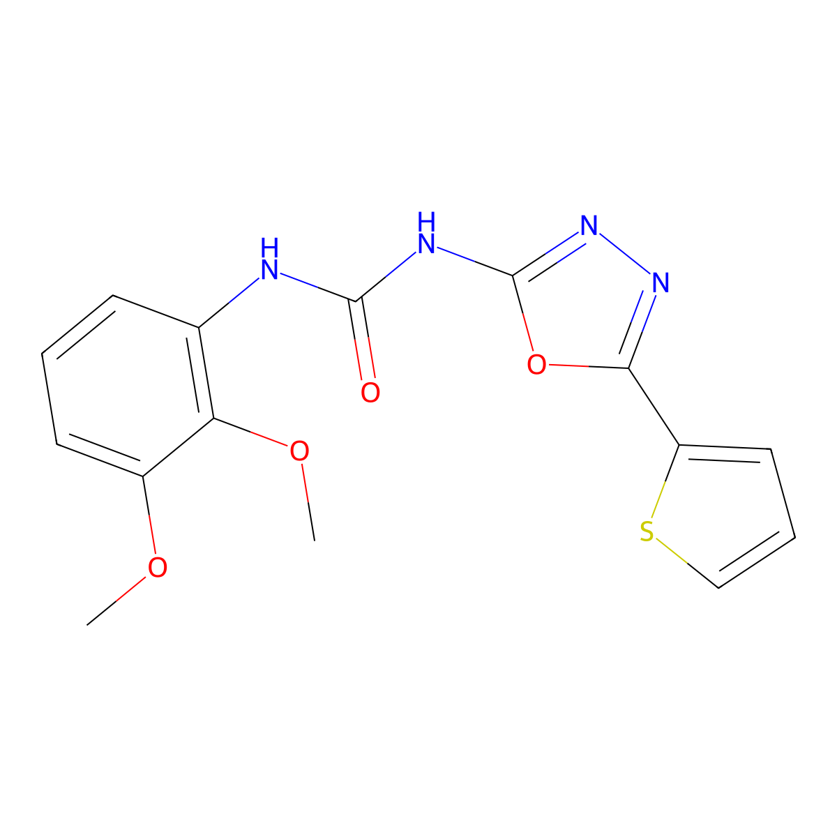 1-(2,3-Dimethoxyphenyl)-3-(5-(thiophen-2-yl)-1,3,4-oxadiazol-2-yl)urea molecular structure, CAS 1286720-31-7