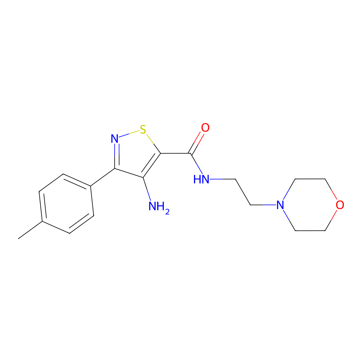 4-amino-N-(2-morpholinoethyl)-3-(p-tolyl)isothiazole-5-carboxamide molecular structure, CAS 1286720-36-2