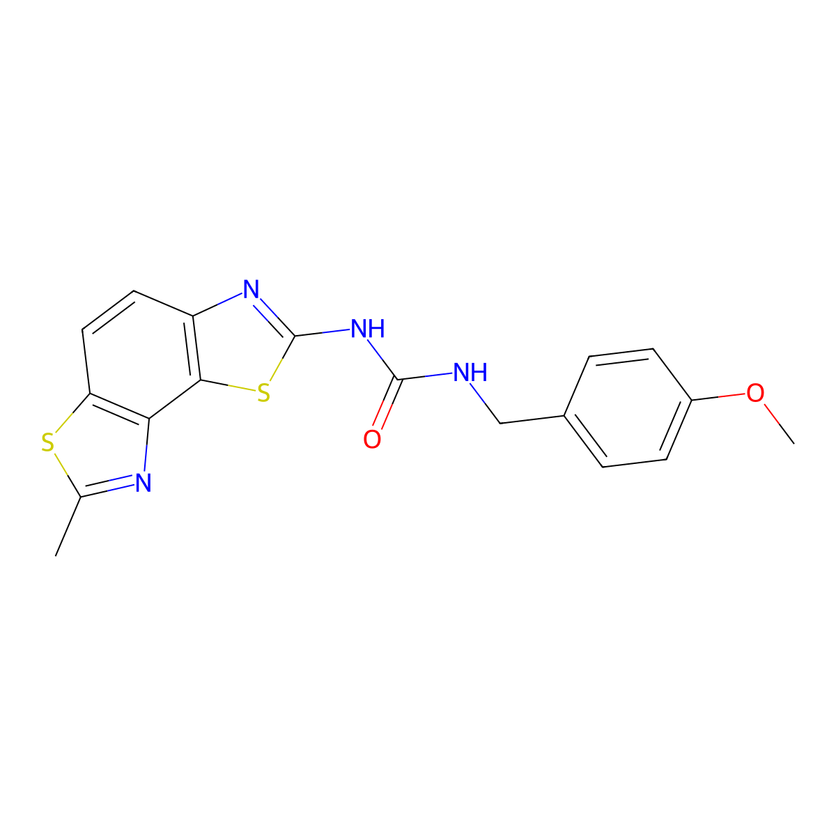 1-[(4-Methoxyphenyl)methyl]-3-{11-methyl-3,10-dithia-5,12-diazatricyclo[7.3.0.0^{2,6}]dodeca-1(9),2(6),4,7,11-pentaen-4-yl}urea molecular structure, CAS 1286720-39-5