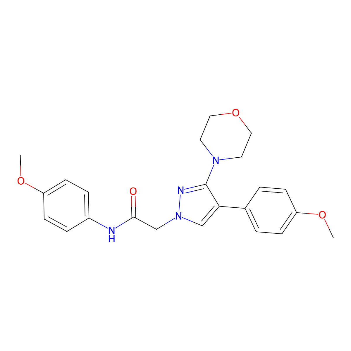 N-(4-methoxyphenyl)-2-(4-(4-methoxyphenyl)-3-morpholino-1H-pyrazol-1-yl)acetamide molecular structure, CAS 1286720-41-9
