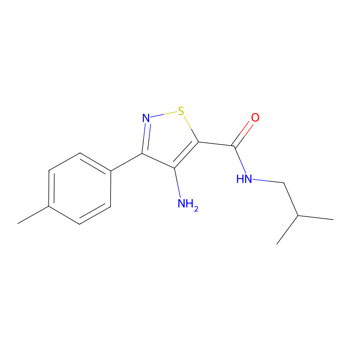 4-amino-N-isobutyl-3-(p-tolyl)isothiazole-5-carboxamide molecular structure, CAS 1286720-43-1