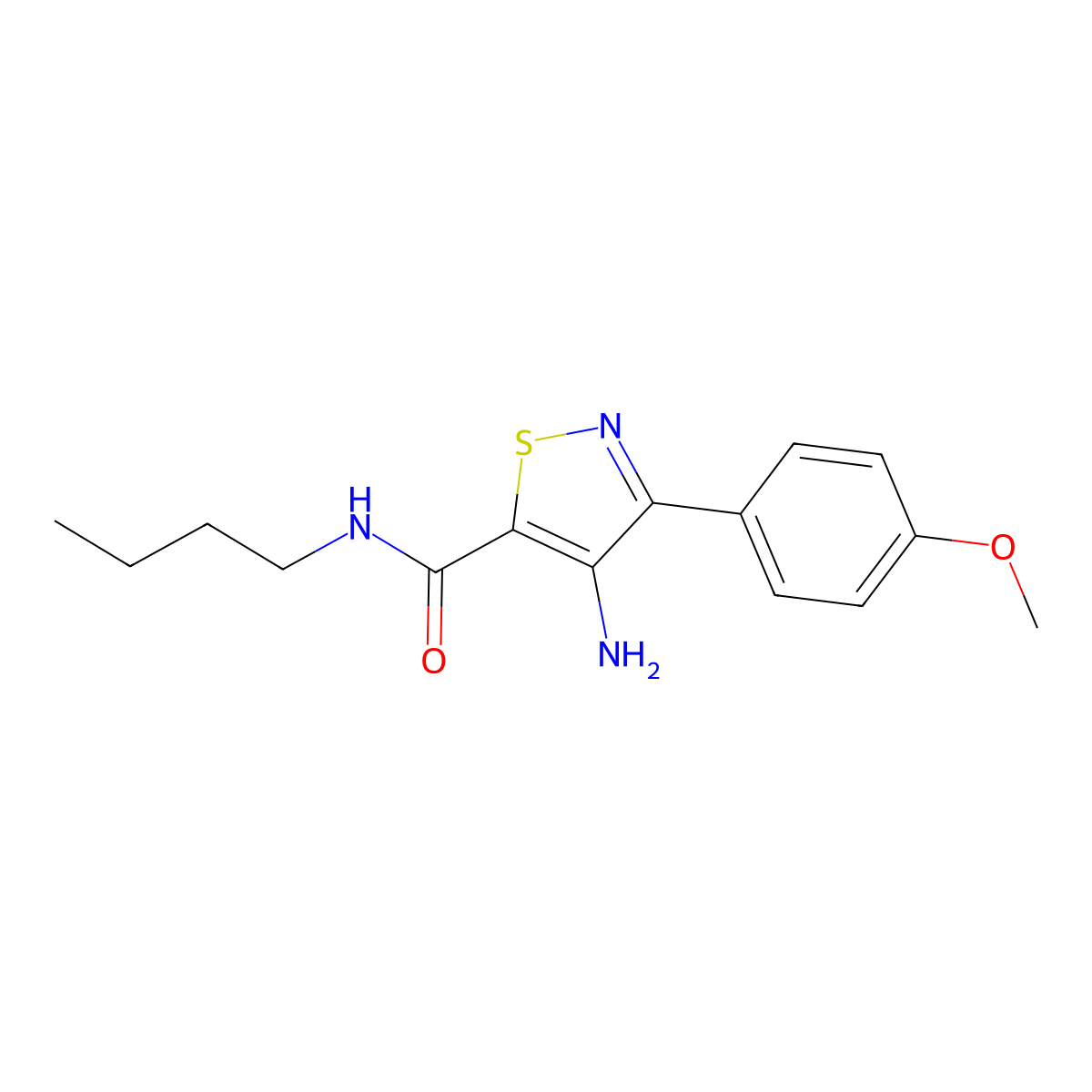4-amino-N-butyl-3-(4-methoxyphenyl)isothiazole-5-carboxamide molecular structure, CAS 1286720-50-0