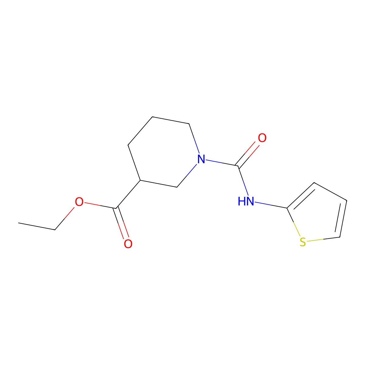 Ethyl 1-(thiophen-2-ylcarbamoyl)piperidine-3-carboxylate molecular structure, CAS 1286720-54-4