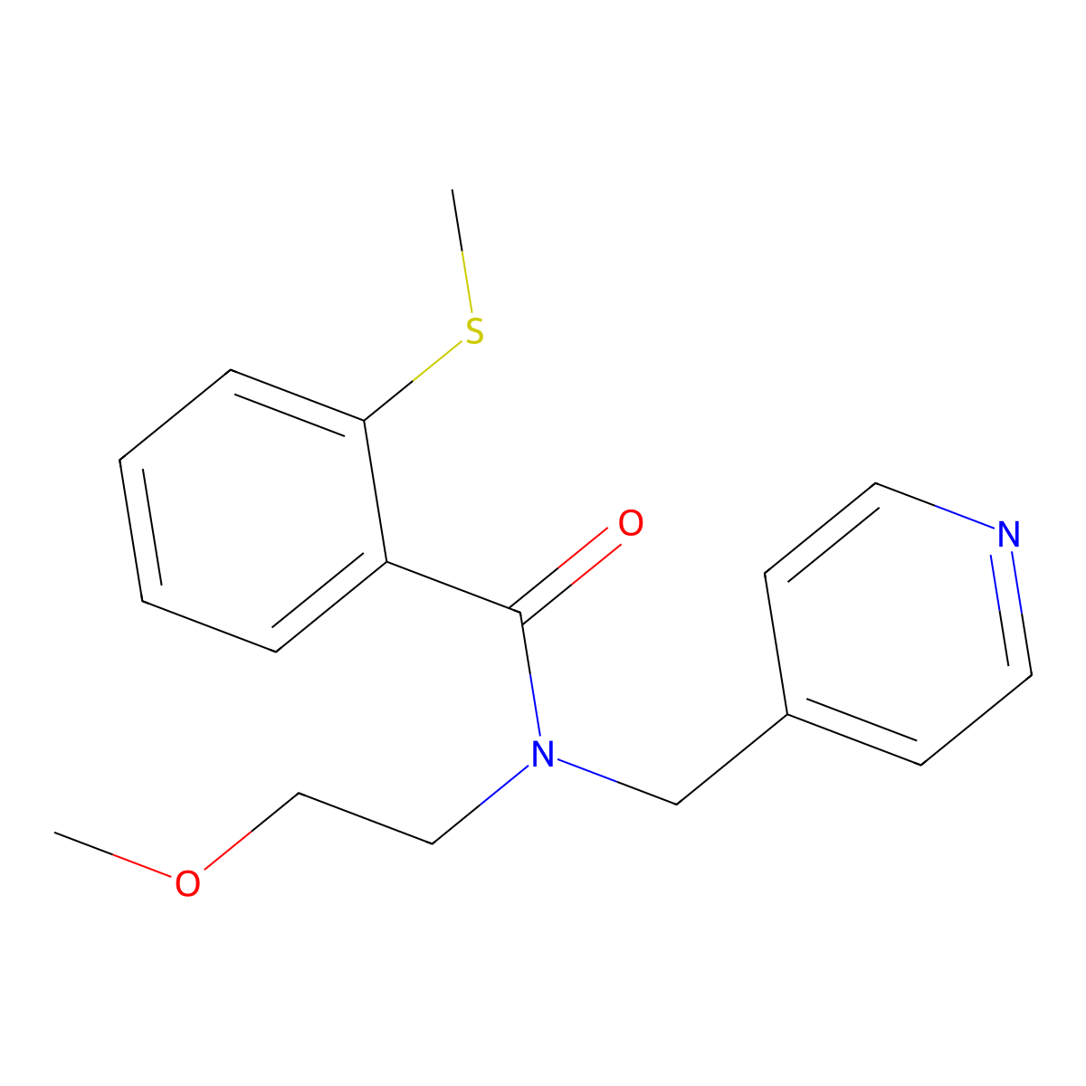N-(2-methoxyethyl)-2-(methylthio)-N-(pyridin-4-ylmethyl)benzamide molecular structure, CAS 1286720-58-8