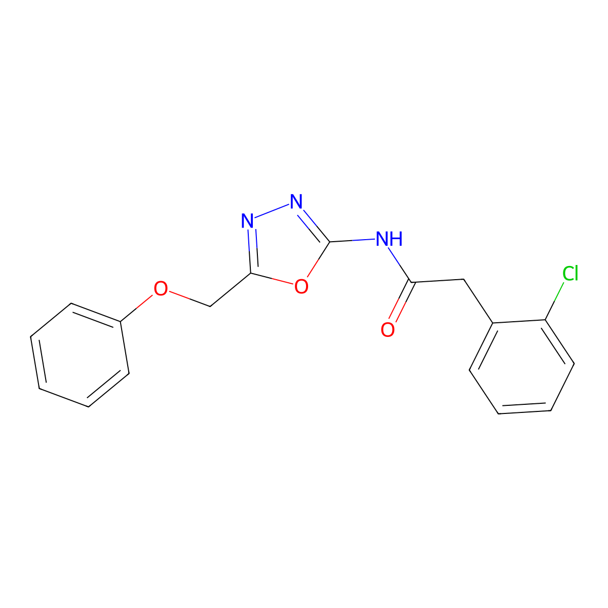 2-(2-chlorophenyl)-N-[5-(phenoxymethyl)-1,3,4-oxadiazol-2-yl]acetamide molecular structure, CAS 1286720-59-9