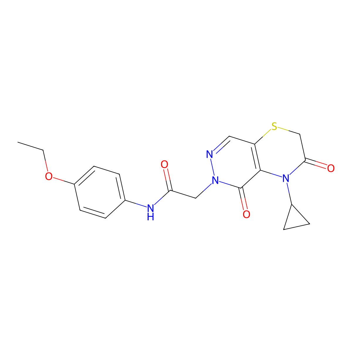 2-{4-cyclopropyl-3,5-dioxo-2H,3H,4H,5H,6H-pyridazino[4,5-b][1,4]thiazin-6-yl}-N-(4-ethoxyphenyl)acetamide molecular structure, CAS 1286720-96-4