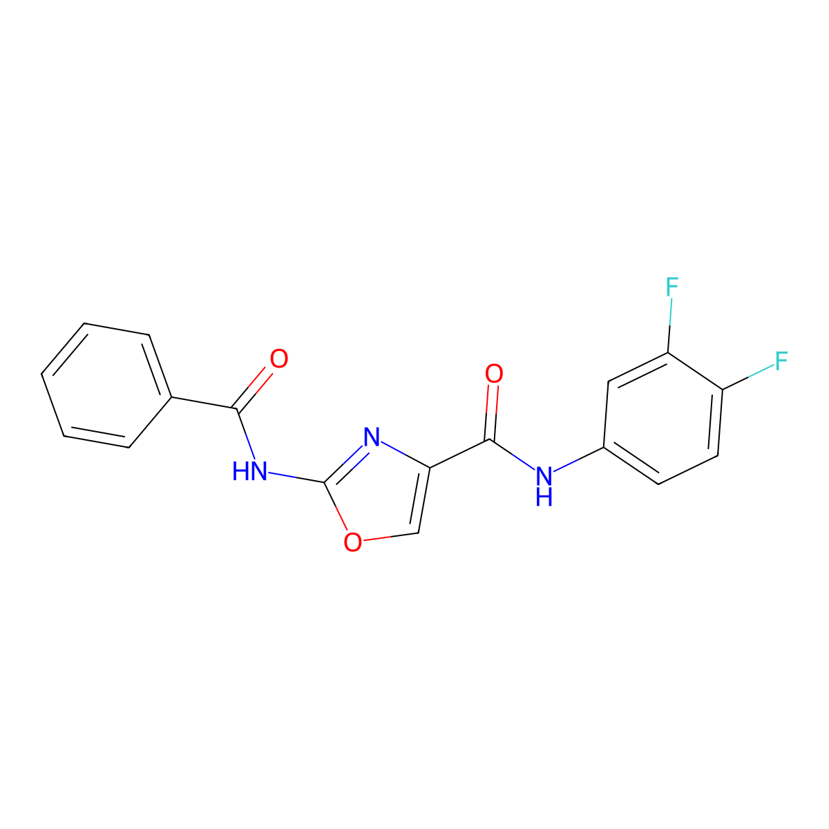 2-benzamido-N-(3,4-difluorophenyl)oxazole-4-carboxamide molecular structure, CAS 1286721-04-7
