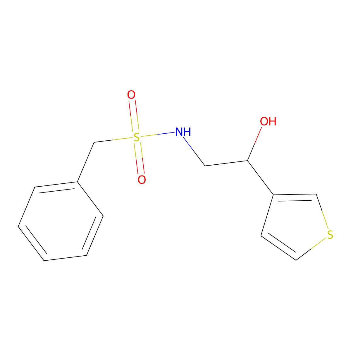 N-(2-hydroxy-2-(thiophen-3-yl)ethyl)-1-phenylmethanesulfonamide molecular structure, CAS 1286721-13-8