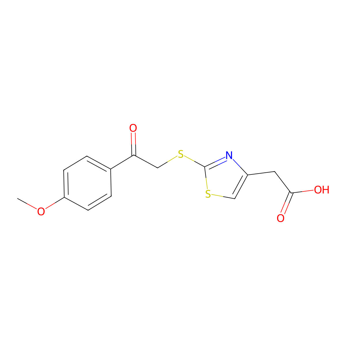 2-(2-((2-(4-Methoxyphenyl)-2-oxoethyl)thio)thiazol-4-yl)acetic acid molecular structure, CAS 1286721-14-9