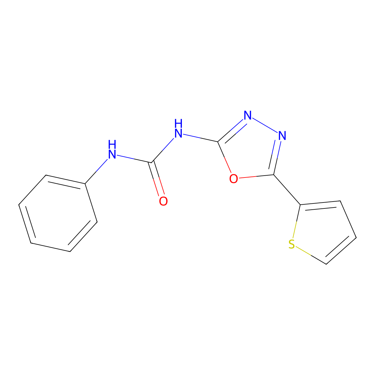 1-Phenyl-3-[5-(thiophen-2-yl)-1,3,4-oxadiazol-2-yl]urea molecular structure, CAS 1286721-15-0