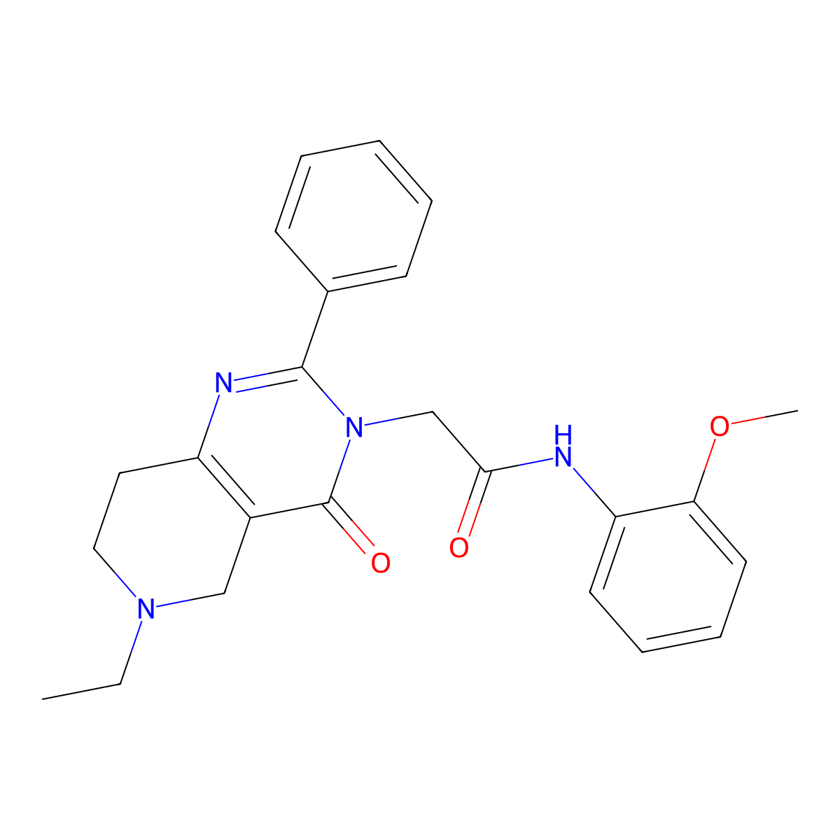 2-(6-ethyl-4-oxo-2-phenyl-5,6,7,8-tetrahydropyrido[4,3-d]pyrimidin-3(4H)-yl)-N-(2-methoxyphenyl)acetamide molecular structure, CAS 1286721-29-6
