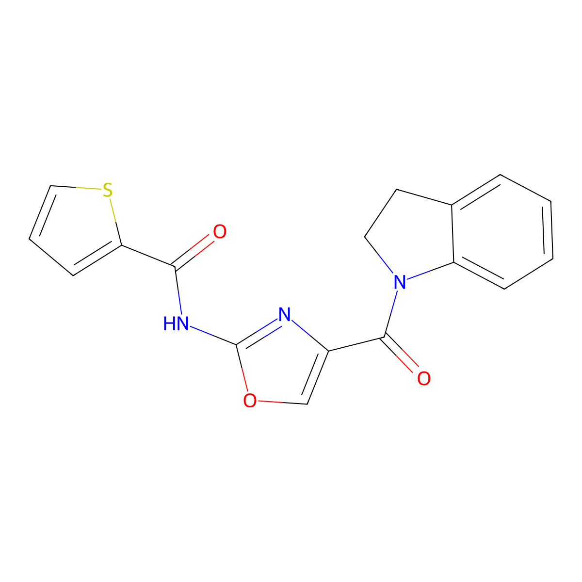 N-(4-(indoline-1-carbonyl)oxazol-2-yl)thiophene-2-carboxamide molecular structure, CAS 1286721-45-6