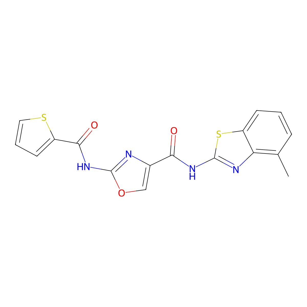 N-(4-methylbenzo[d]thiazol-2-yl)-2-(thiophene-2-carboxamido)oxazole-4-carboxamide molecular structure, CAS 1286721-63-8