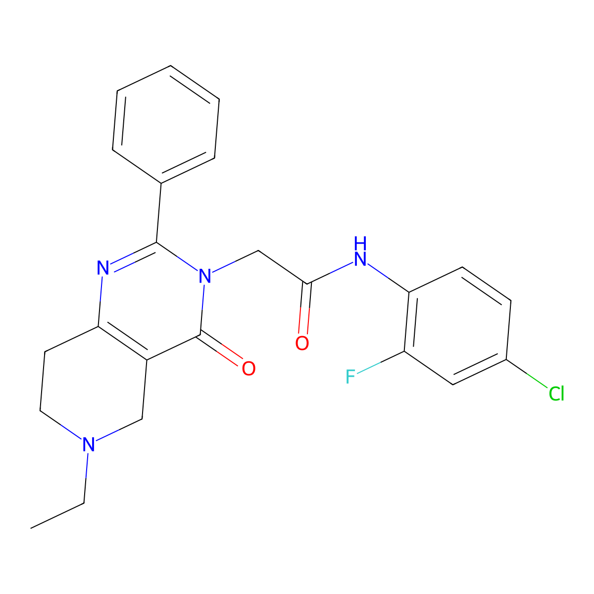 N-(4-chloro-2-fluorophenyl)-2-{6-ethyl-4-oxo-2-phenyl-3H,4H,5H,6H,7H,8H-pyrido[4,3-d]pyrimidin-3-yl}acetamide molecular structure, CAS 1286721-68-3