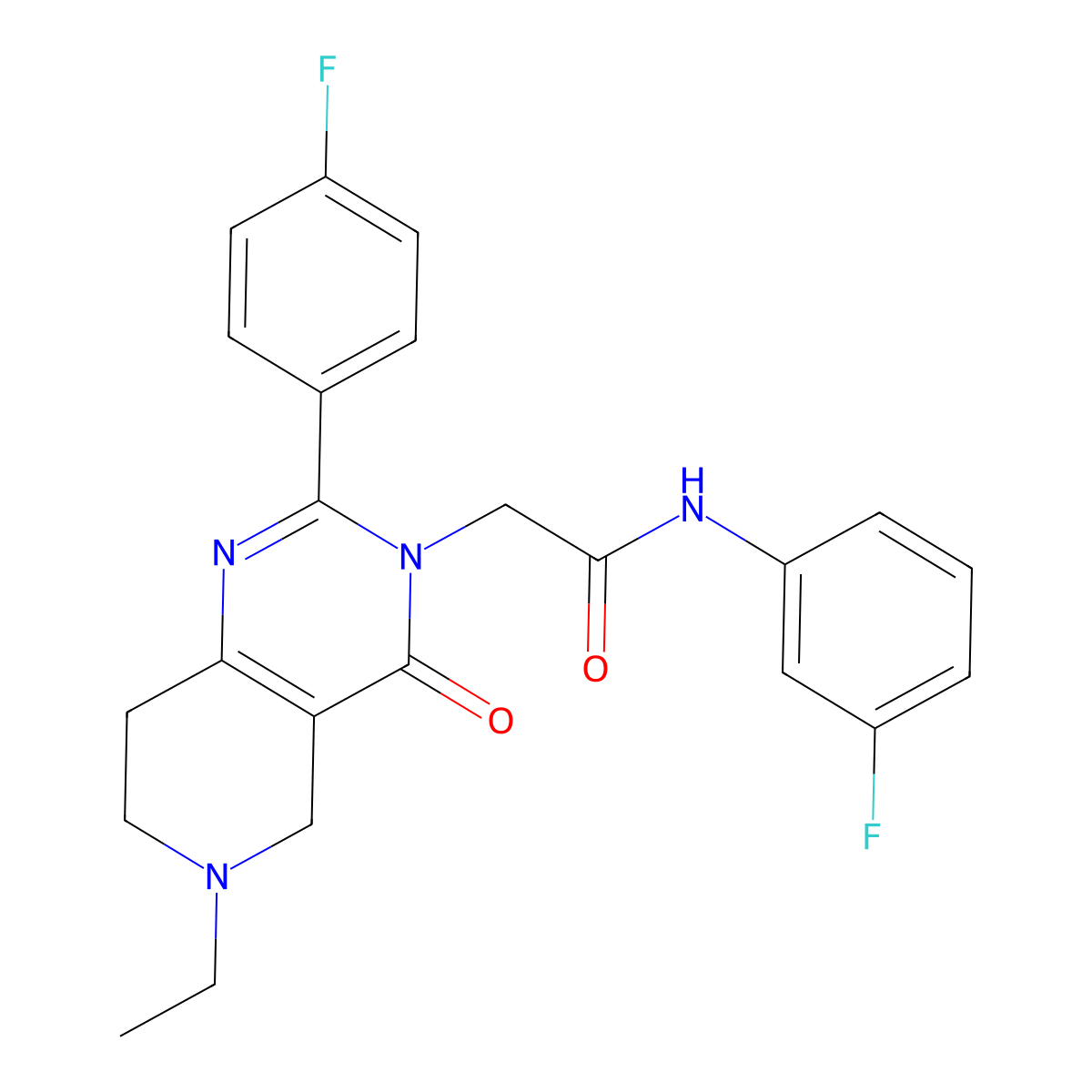 2-(6-ethyl-2-(4-fluorophenyl)-4-oxo-5,6,7,8-tetrahydropyrido[4,3-d]pyrimidin-3(4H)-yl)-N-(3-fluorophenyl)acetamide molecular structure, CAS 1286721-78-5