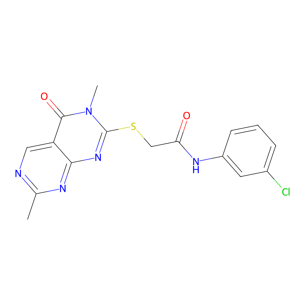 N-(3-chlorophenyl)-2-((3,7-dimethyl-4-oxo-3,4-dihydropyrimido[4,5-d]pyrimidin-2-yl)thio)acetamide molecular structure, CAS 1286721-80-9
