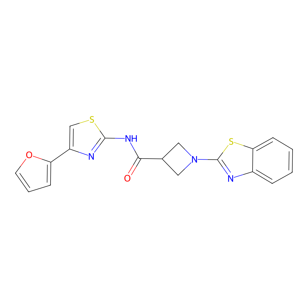 1-(benzo[d]thiazol-2-yl)-N-(4-(furan-2-yl)thiazol-2-yl)azetidine-3-carboxamide molecular structure, CAS 1286721-81-0
