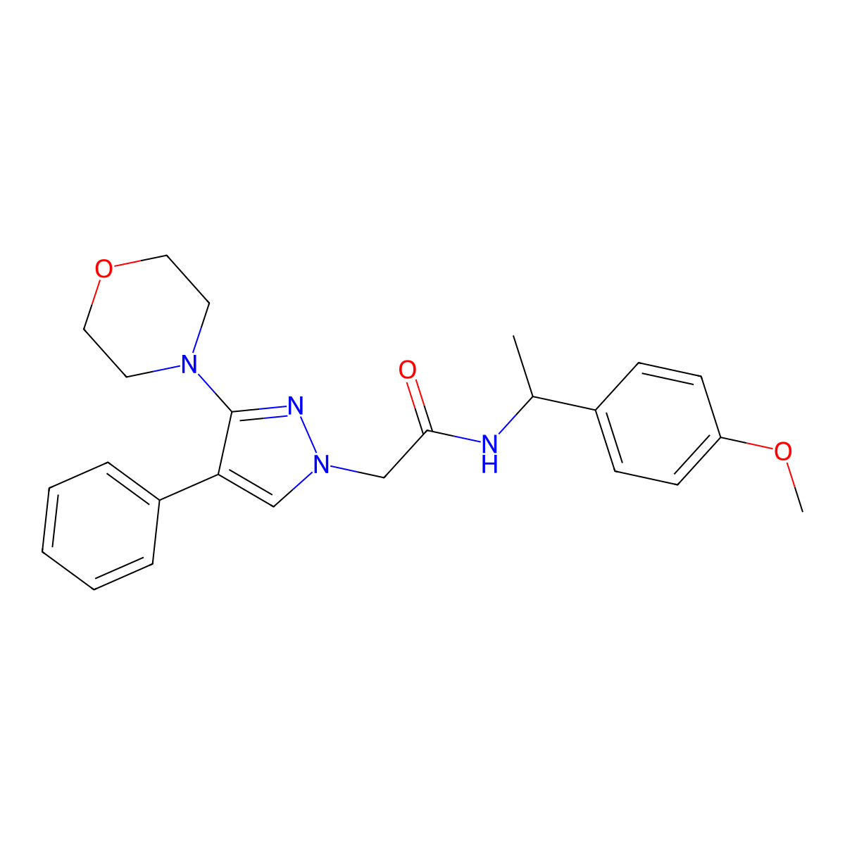 N-[1-(4-methoxyphenyl)ethyl]-2-[3-(morpholin-4-yl)-4-phenyl-1H-pyrazol-1-yl]acetamide molecular structure, CAS 1286721-82-1