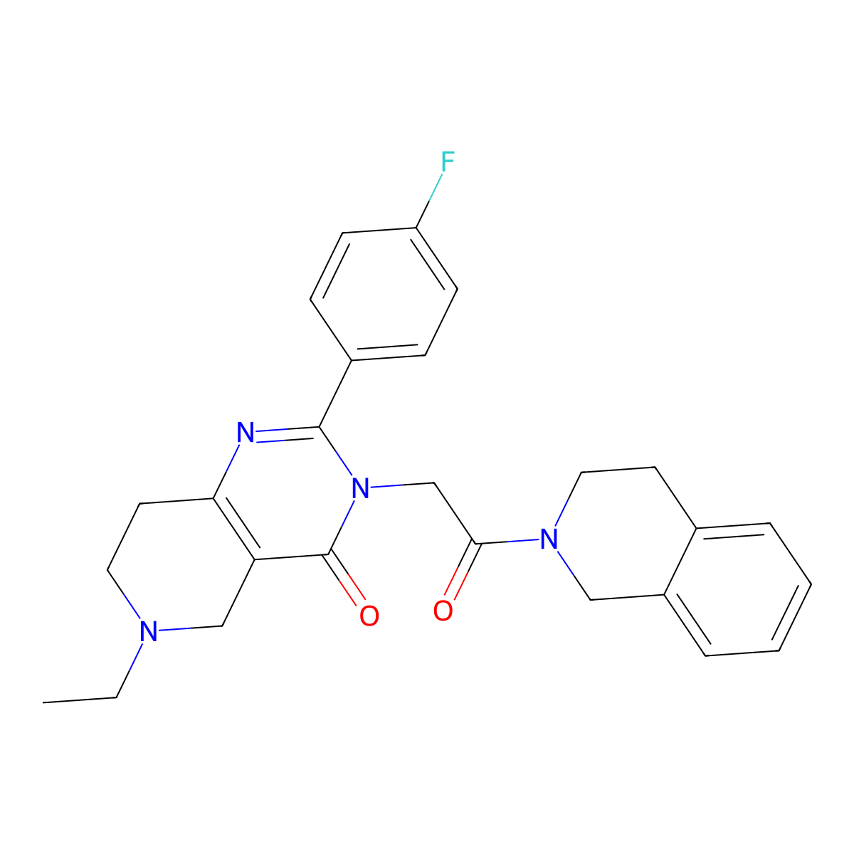 3-(2-(3,4-dihydroisoquinolin-2(1H)-yl)-2-oxoethyl)-6-ethyl-2-(4-fluorophenyl)-5,6,7,8-tetrahydropyrido[4,3-d]pyrimidin-4(3H)-one molecular structure, CAS 1286721-86-5