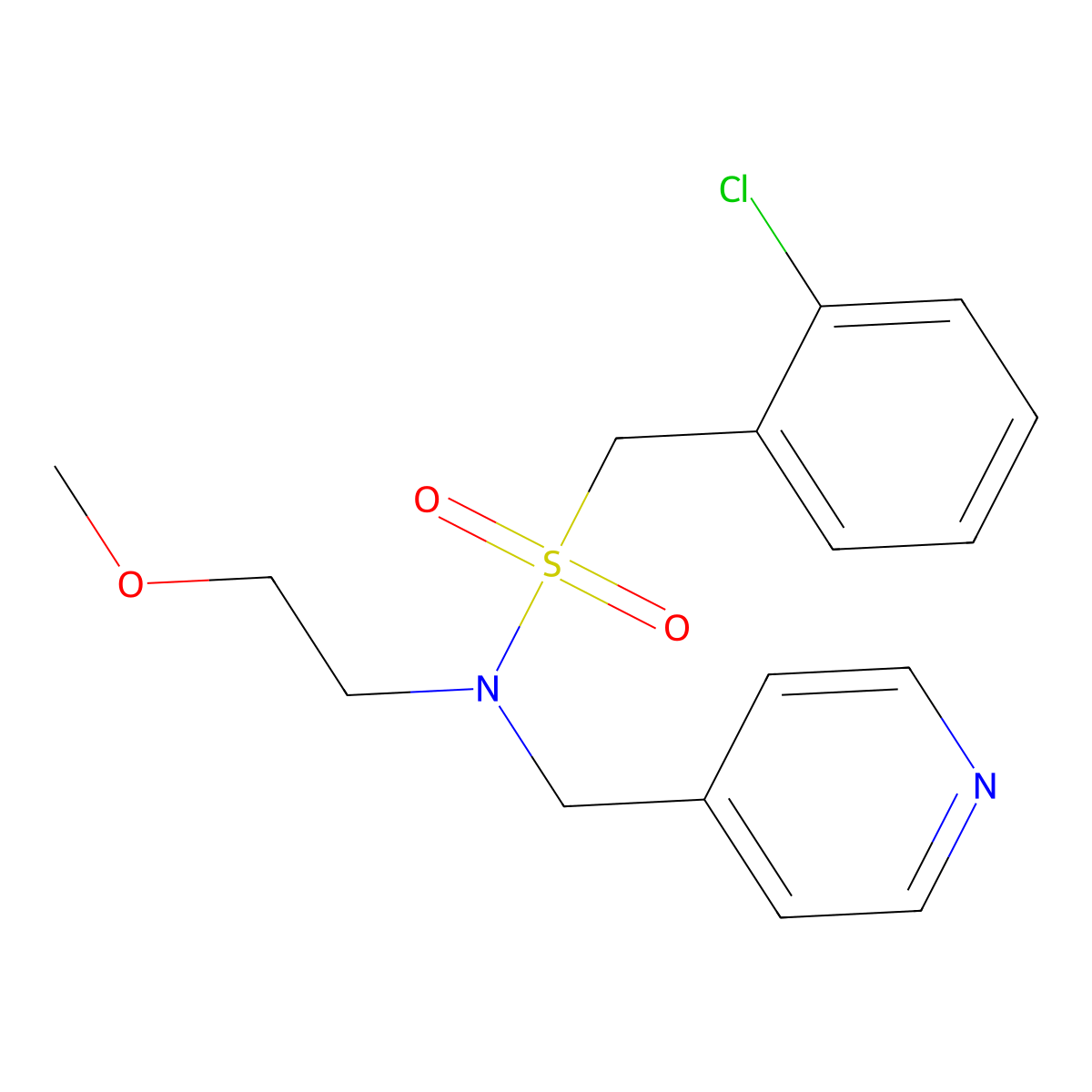 1-(2-chlorophenyl)-N-(2-methoxyethyl)-N-(pyridin-4-ylmethyl)methanesulfonamide molecular structure, CAS 1286721-89-8