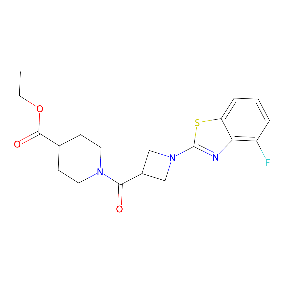 Ethyl 1-(1-(4-fluorobenzo[d]thiazol-2-yl)azetidine-3-carbonyl)piperidine-4-carboxylate molecular structure, CAS 1286722-04-0