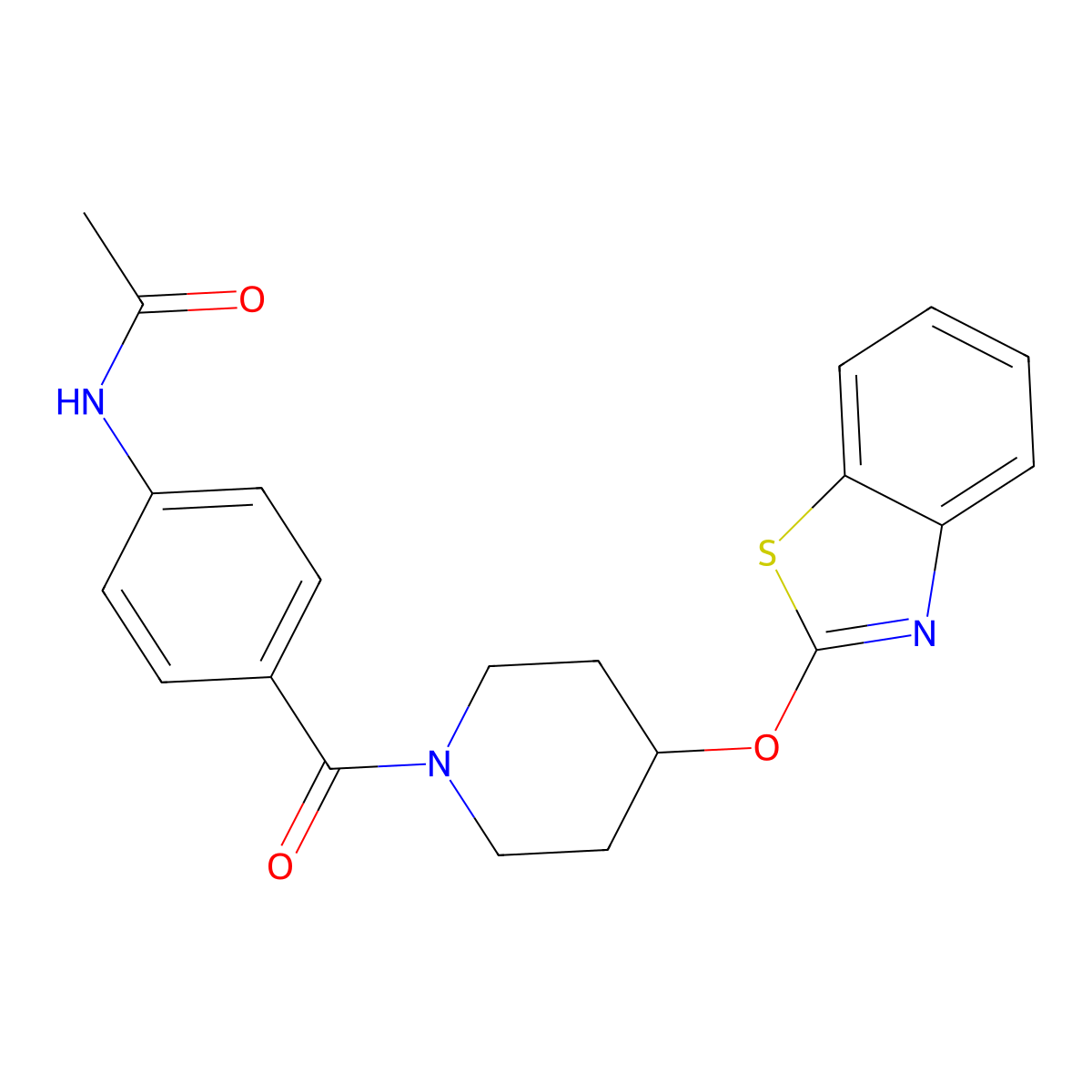 N-(4-(4-(benzo[d]thiazol-2-yloxy)piperidine-1-carbonyl)phenyl)acetamide molecular structure, CAS 1286722-06-2